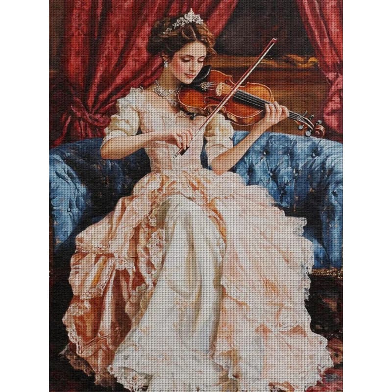 Kit Punto Croce Fai da Te Donna che Suona il Violino 11Ct, Kit Ricamo Fai da Te per Decorazione Murale e Regali, Materiali Artigianali Senza Cornice (Prodotto Semilavorato) 36X46Cm/14.17X18.11 Pollici