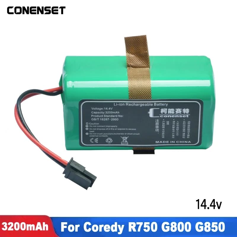 Batteria di ricambio 14.4V 3200mAh per parti di accessori per aspirapolvere Robot Coredy R750-2200pa G800 G850
