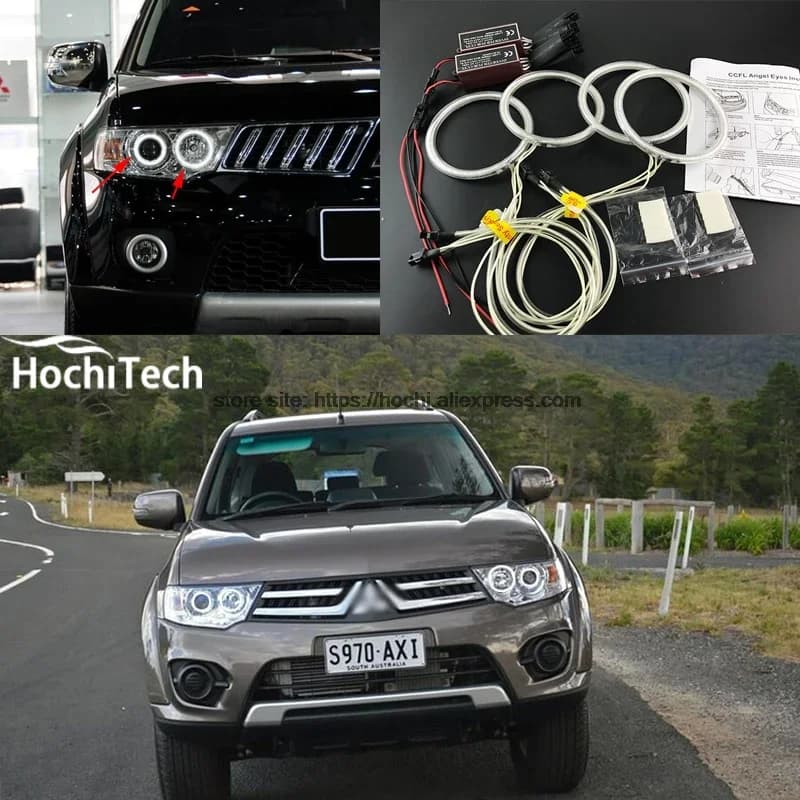 Car Styling 4 pz Bianco Faro Halo Anelli CCFL Angel Eyes Kit Luce DRL per Mitsubishi Challenger Montero Sport 2008-2016