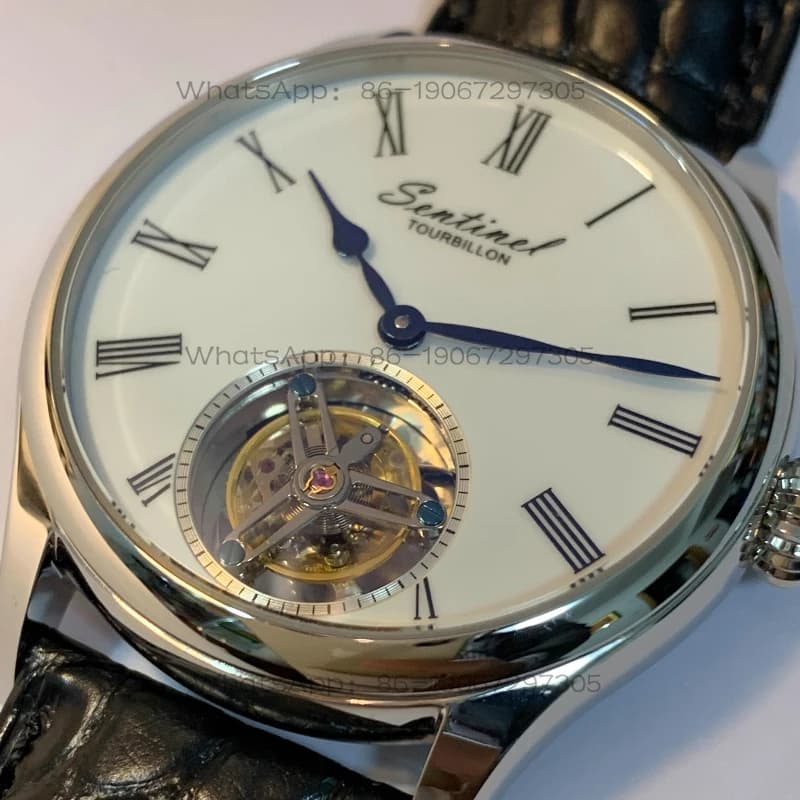 Orologio meccanico da uomo, orologio con cinturino in coccodrillo americano, orologio impermeabile con movimento tourbillon ST8240 senza cartellino!