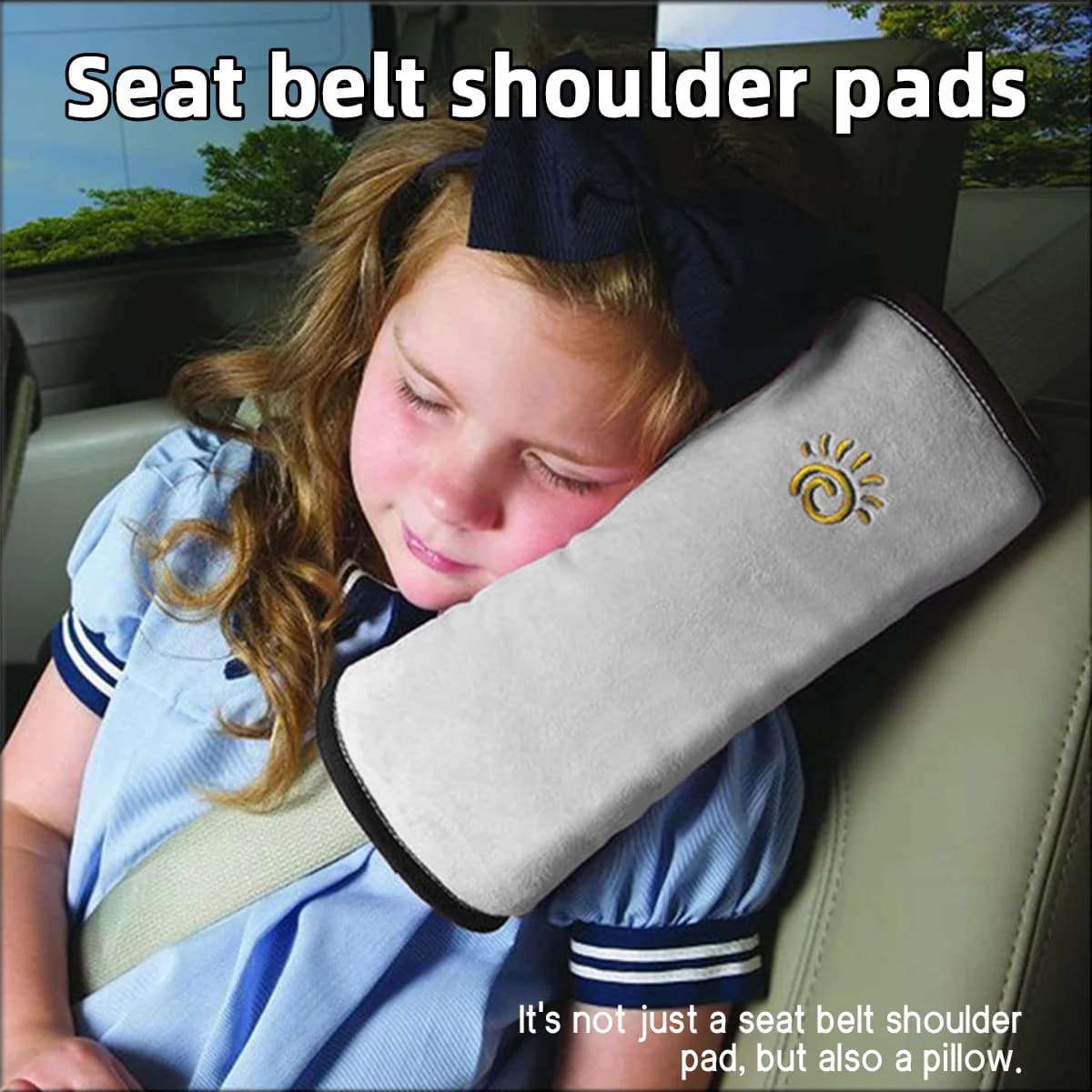 Set di cuscini per posizionamento cintura di sicurezza per bambini Spallina regolabile Cuscino di protezione per la testa del sonno per bambini Federa per spalla in peluche