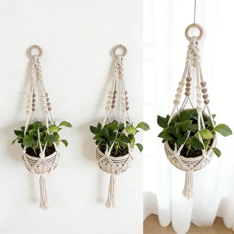 Suspended door 105 cm Multilayer for Plants, from Balcony or Interior, Made to Hand, for Green Plants, Domestic Suspended Basket