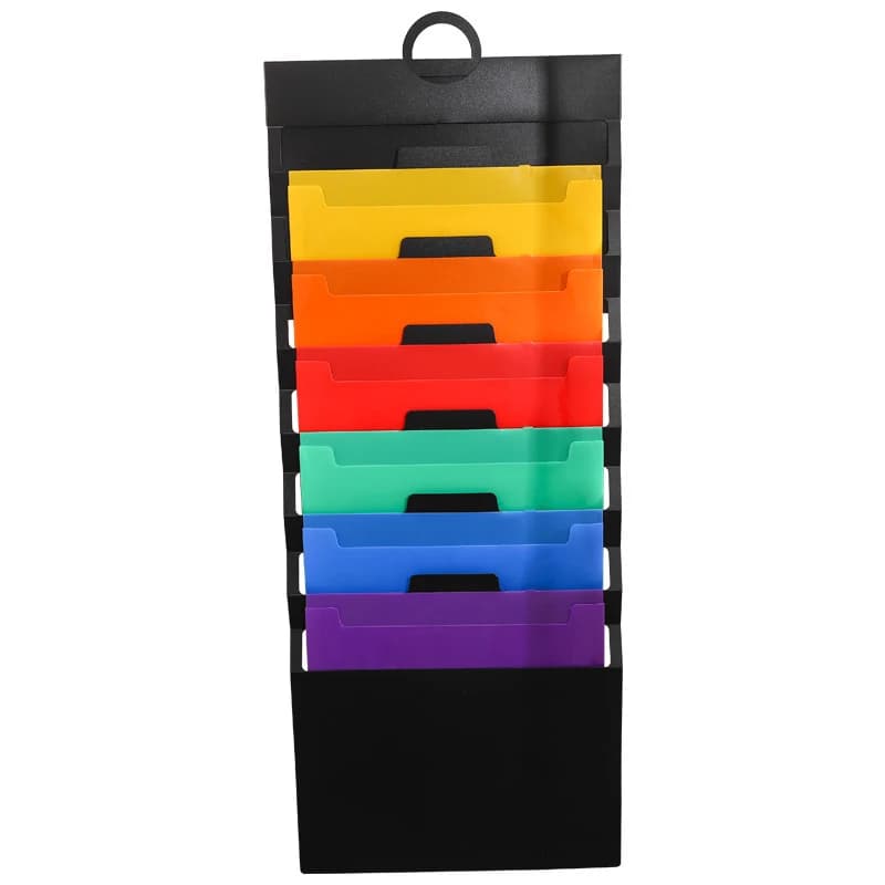 Cartella portadocumenti A4 Organizer da appendere portadocumenti Organizer da parete in carta portatile borsa a fisarmonica arcobaleno con 6 tasche grandi