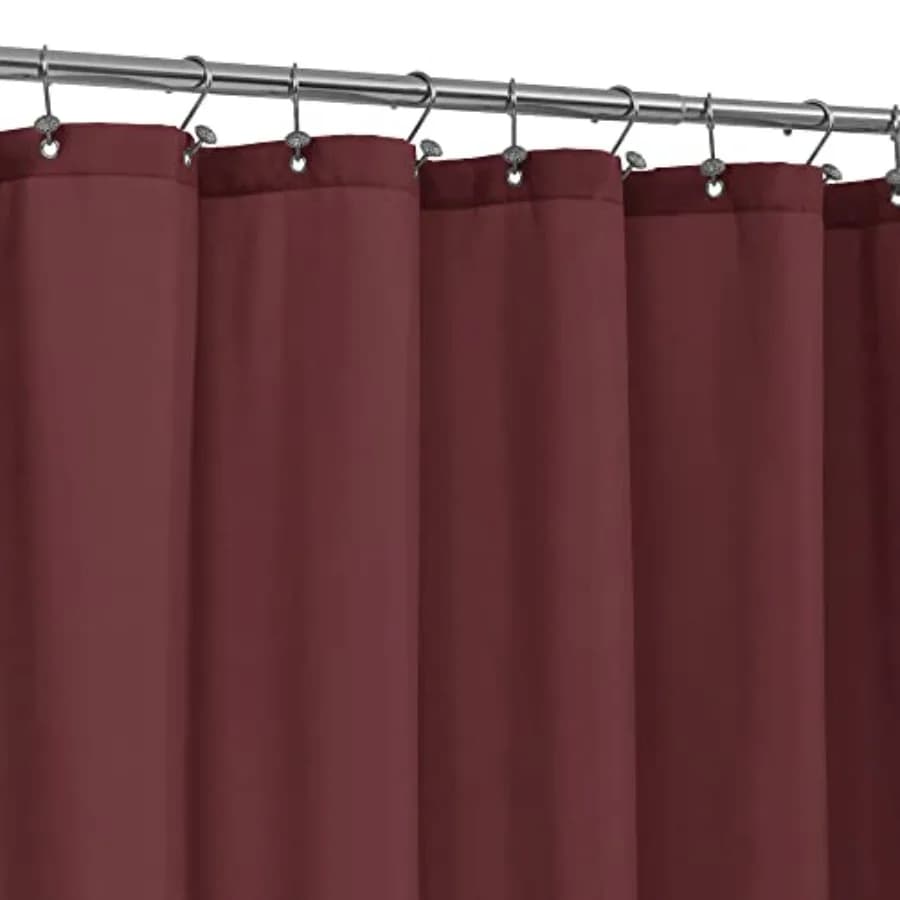 Burgundy Red Fabric Shower Curtain Liner Waterproof - Soft Hotel Quality Cloth Shower Liner with 3 Magnets, Light-Weight and Ma