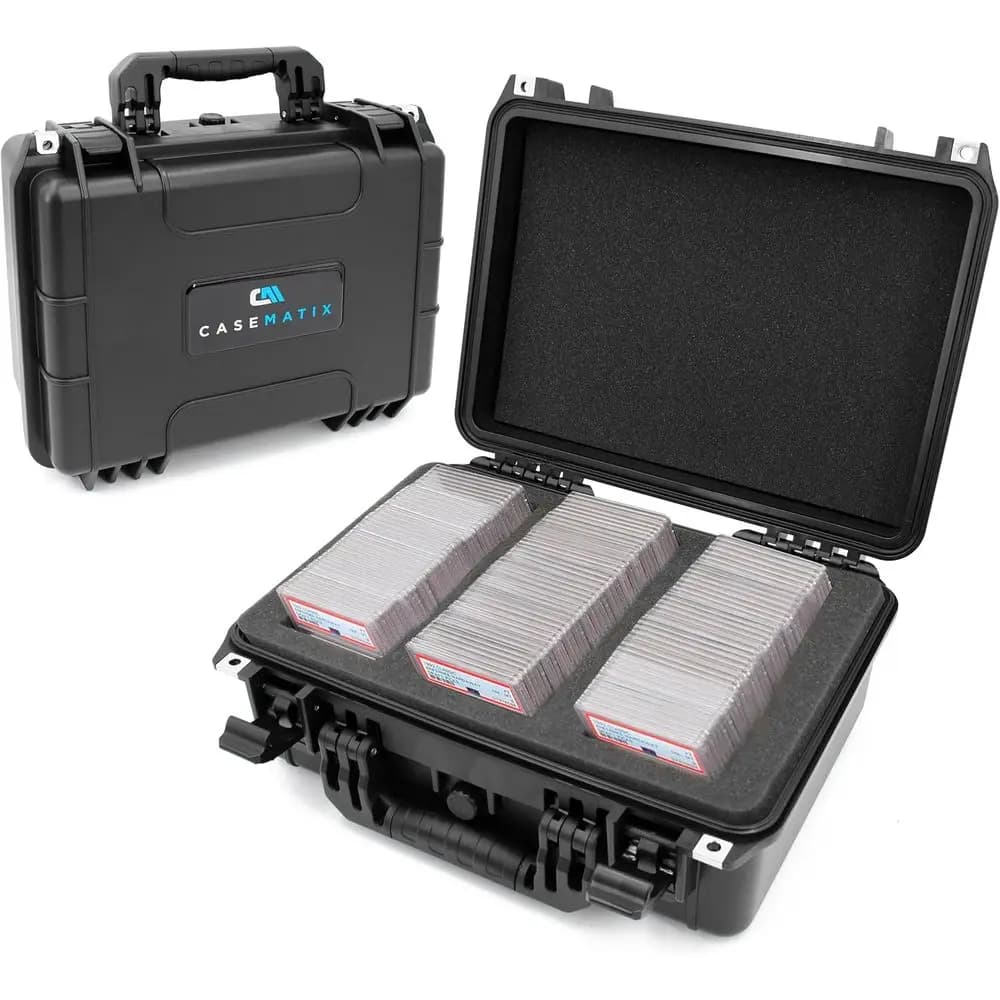 Waterproof Grade Card Storage Box for 100 Sports Cards - IPX7 Holder Case with PSA Slabs and Toploaders, Durable Collectible Cas