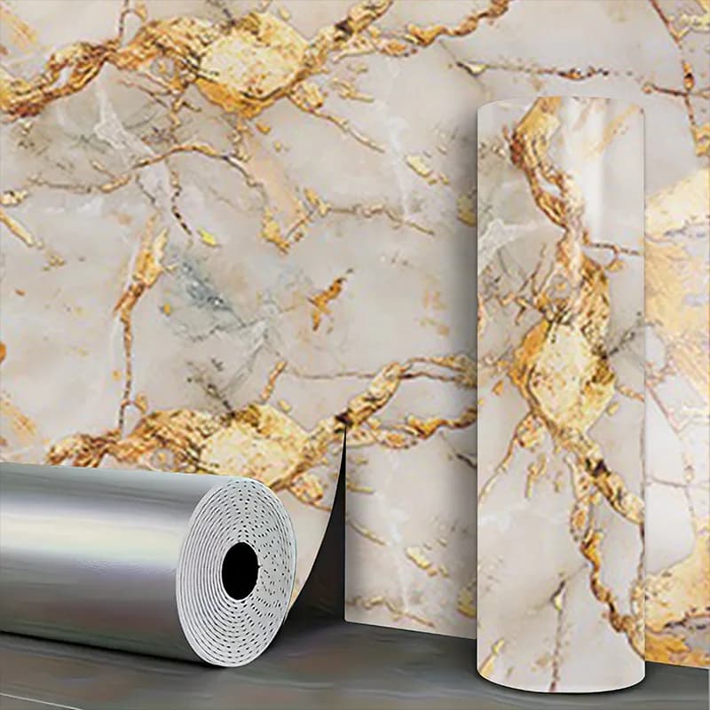 Carta da parati decorativa impermeabile autoadesiva 40 cm con motivo marmo per soggiorno, bagno e progetti di decorazione domestica