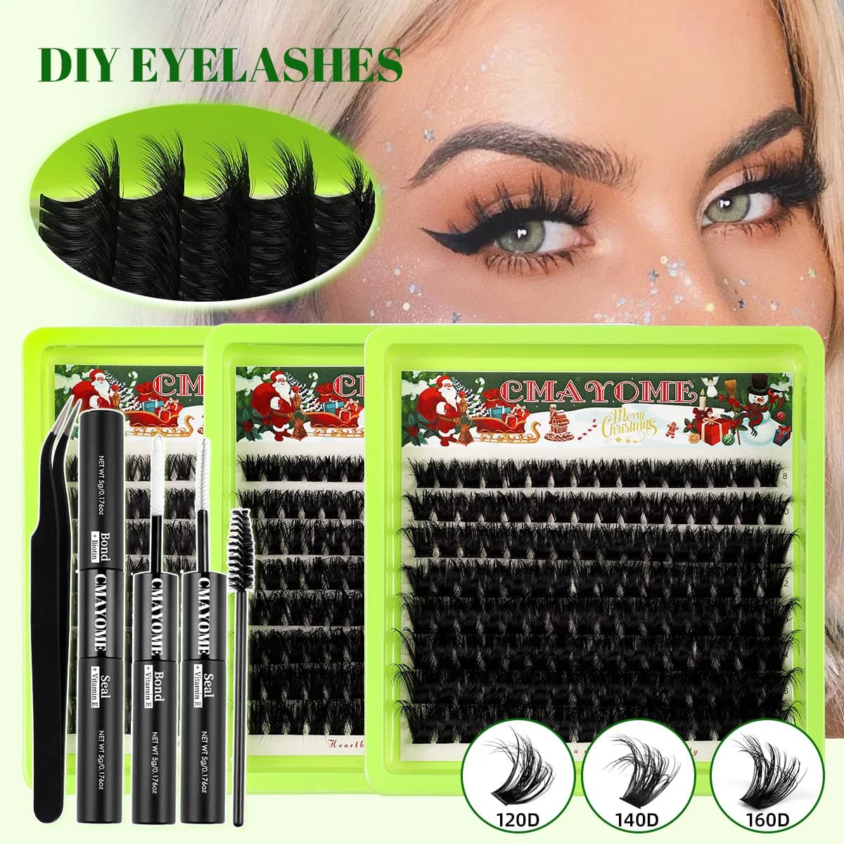 Set di 128 Ciglia Finte a Ciuffetti Singoli Misti, Ciglia Segmentate DIY per Bellezza e Trucco