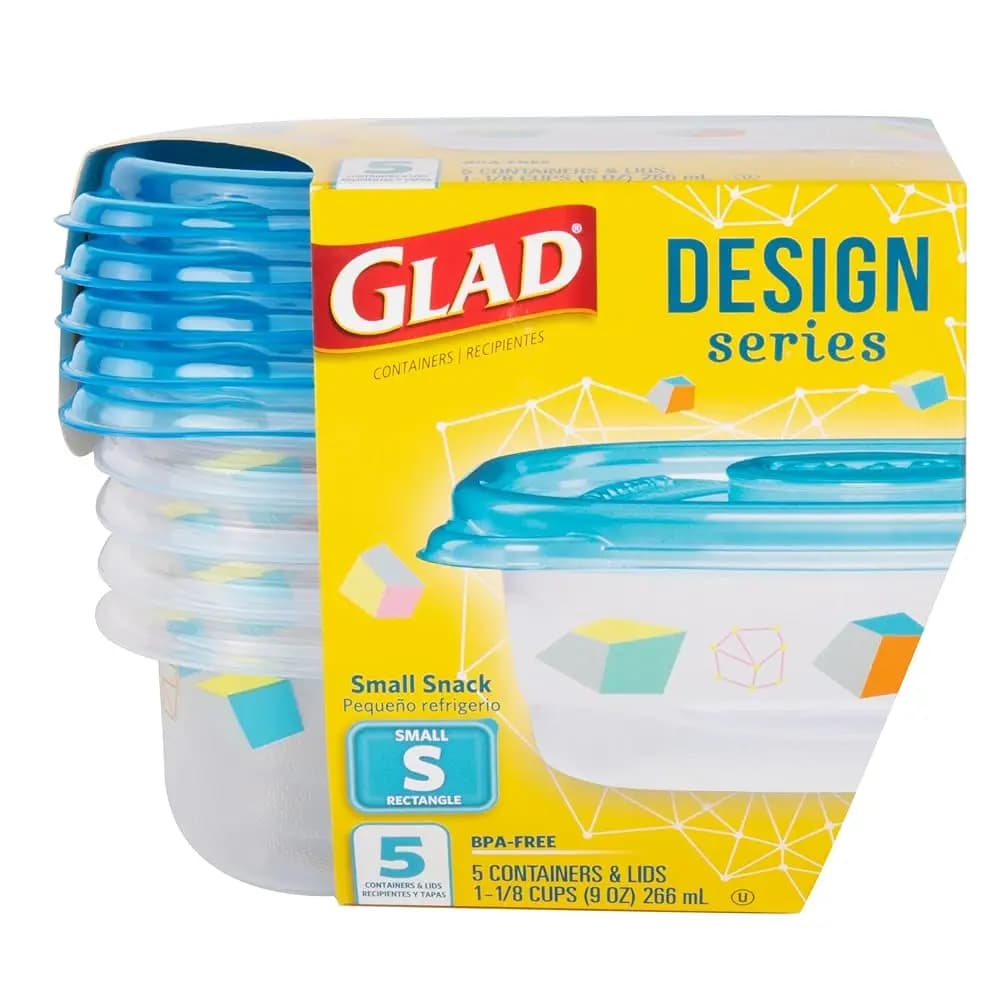 Contenitori per Alimenti Serie Design Snack, Rettangolari (260 g) - Confezione da 5