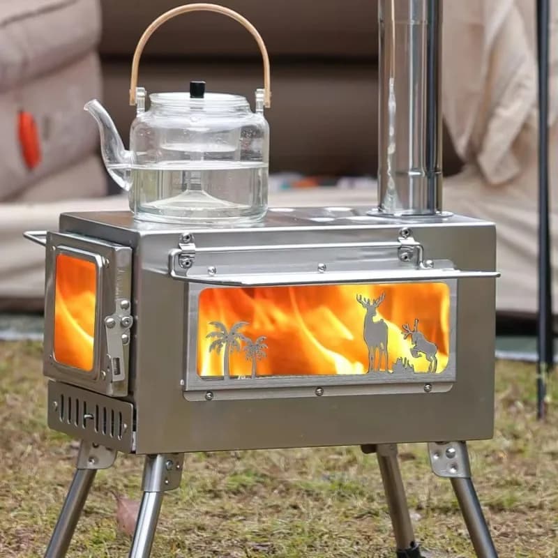 daBest-seller daStainless steel portable camping stove with windproof design, folding heater for tent heating and wild environments