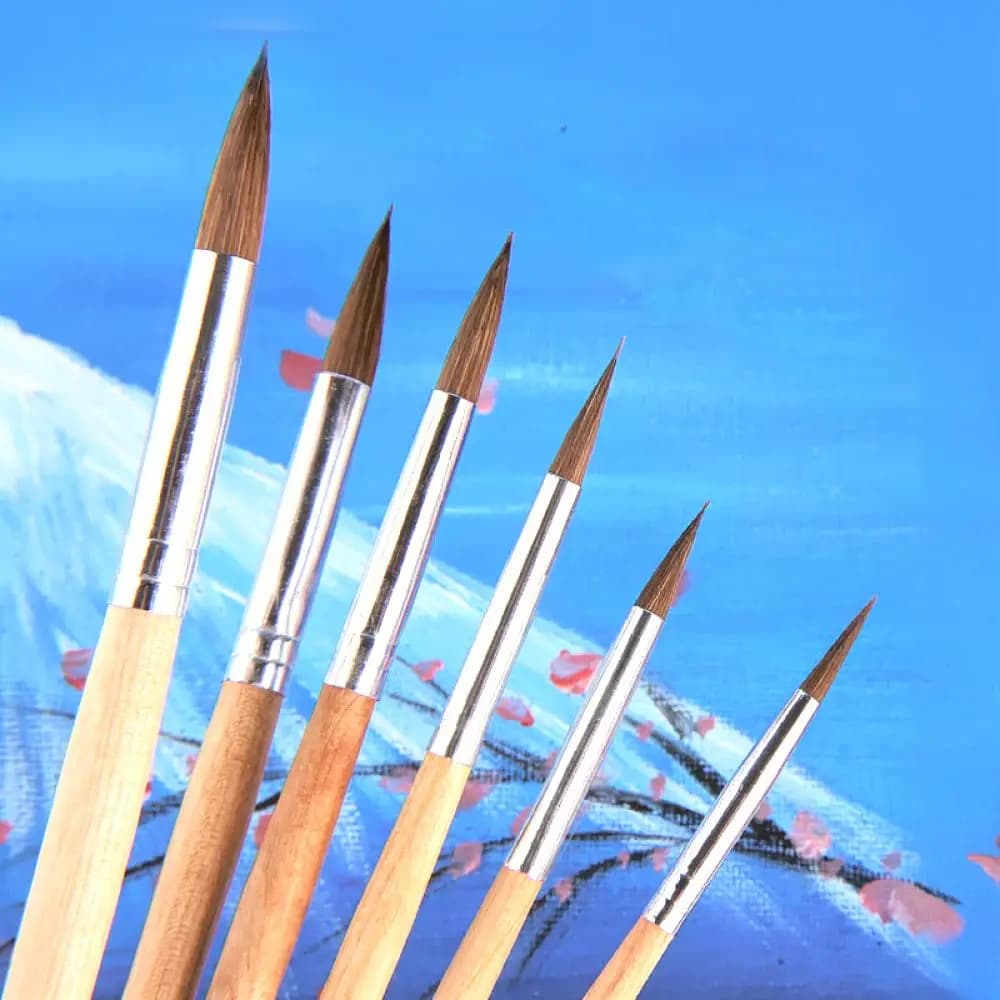 Premium Wolf Hair Paintbrushes Set Natural Wood Handle Detailed Drawing Tools For Watercolor Acrylic Gouache Art Work