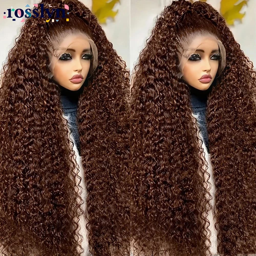 Deep Wave Curly Human Hair Wigs Chocolate Brown 13x4 13x6 Hd Lace Frontal Wig Colored Water Wave Invisible Transparent Lace Front Wig For Women 30 36 Inch