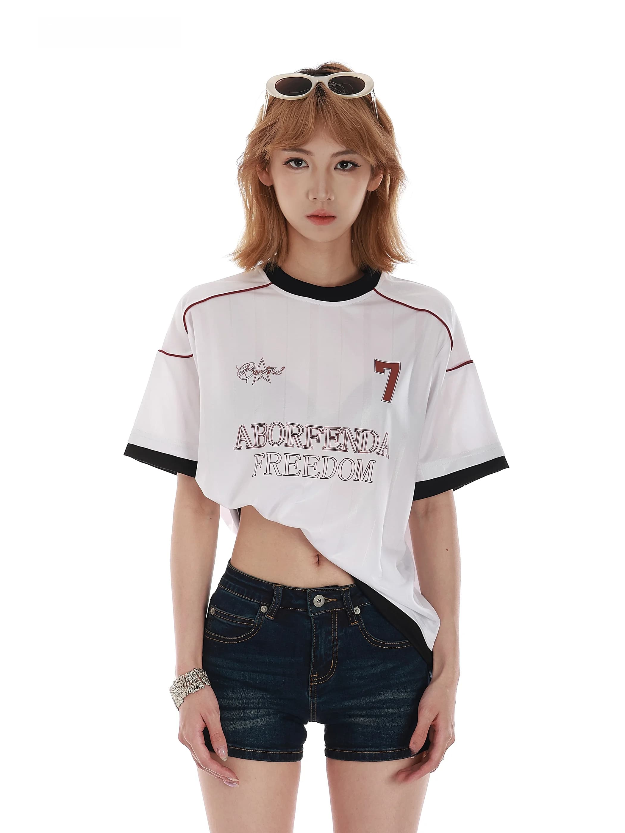 VINMUK American Retro Spicy Girl Sportswear Short Sleeve T-Shirt Women Summer Loose Couple Top Creative Print Polyester Fiber