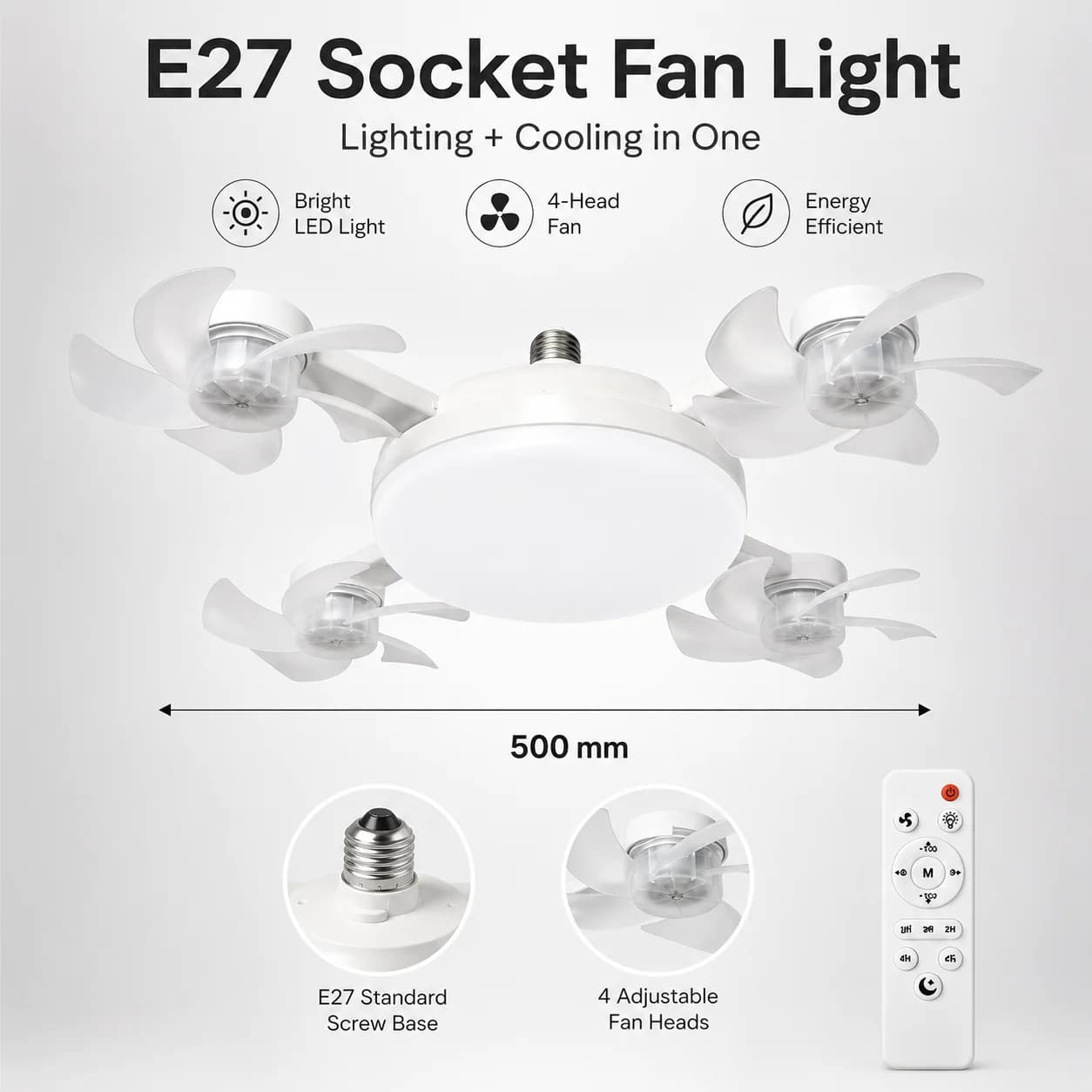 Drone shaped LED ceiling fan light with remote control for timed silent fan light, suitable for living rooms and bedrooms