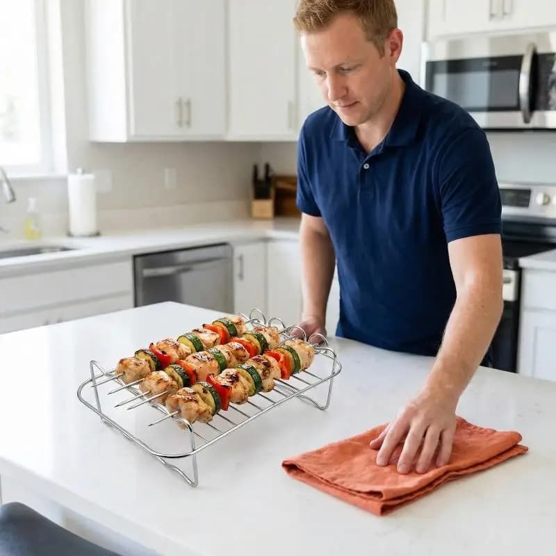 BBQ Air Electric Fryer Accessories 430 Stainless Steel Double Layer Grill Rack Steam Rack Air Fryer Rack Kitchen,Dining & Bar
