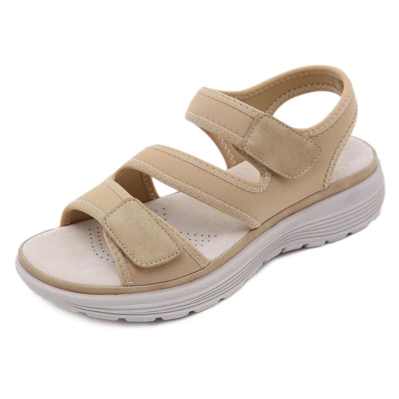 Estate 2025 Nuovi sandali in pelle da donna in stile sportivo da donna con zeppa leggera in velcro di grandi dimensioni comode