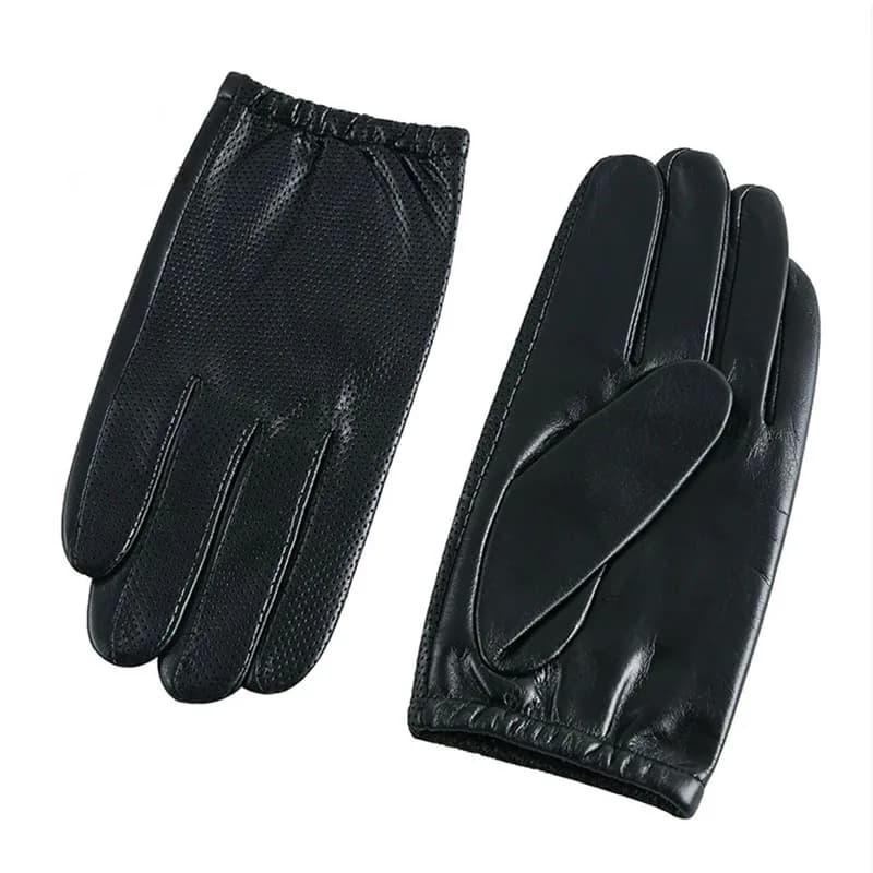 Guanti da uomo in vera pelle di capra Fodera in seta sottile Touchscreen Guanto nero Guanti da moto da guida per ciclismo all'aperto traspiranti