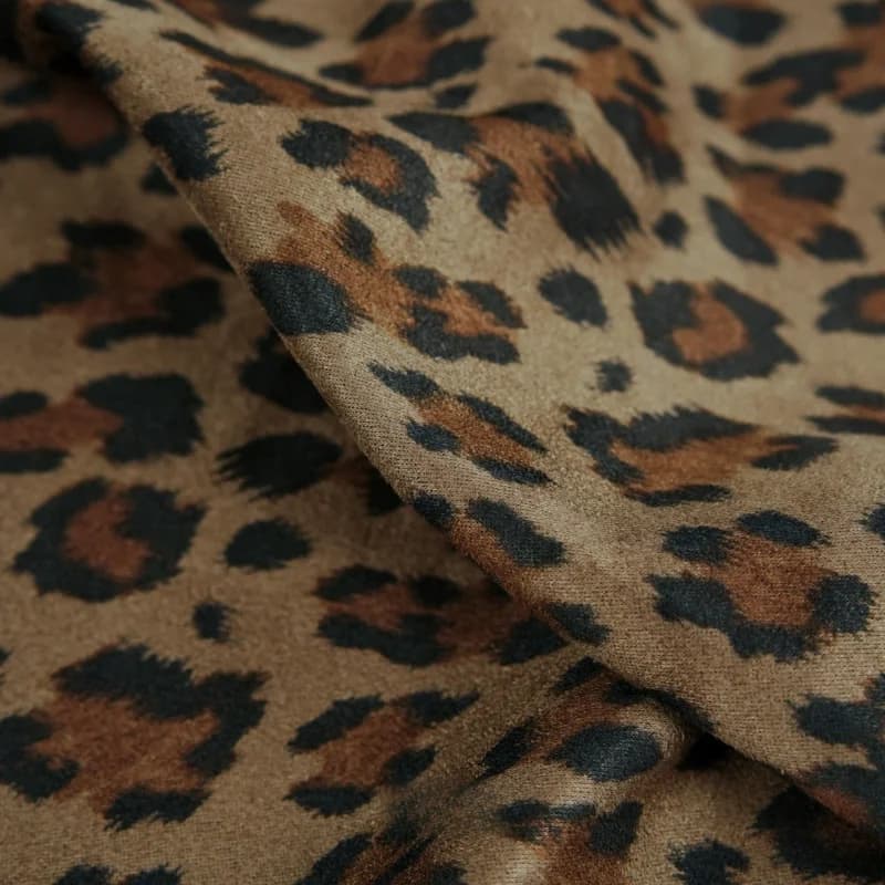 Autumn and winter draped suede leopard print stretch fabric for making clothes, skirts, and coats by handdiyClothing fabricB