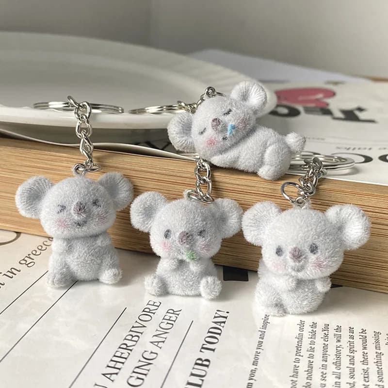 Soffici 4 stili Koala Portachiavi Animali Resina Cartone Animato Bello Carino Dormire Koala 3D Bambola Ciondolo Borsa Scatola Portachiavi Auto Gioielli