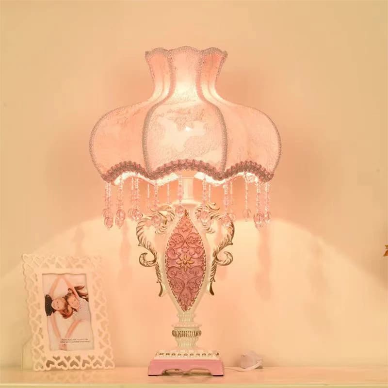 Lampada da Tavolo Rosa Europea, Lussuosa per Soggiorno, Camera da Letto, Stanza dei Bambini, Studio, Villa, Hotel, Luce LED Creativa da Comodino