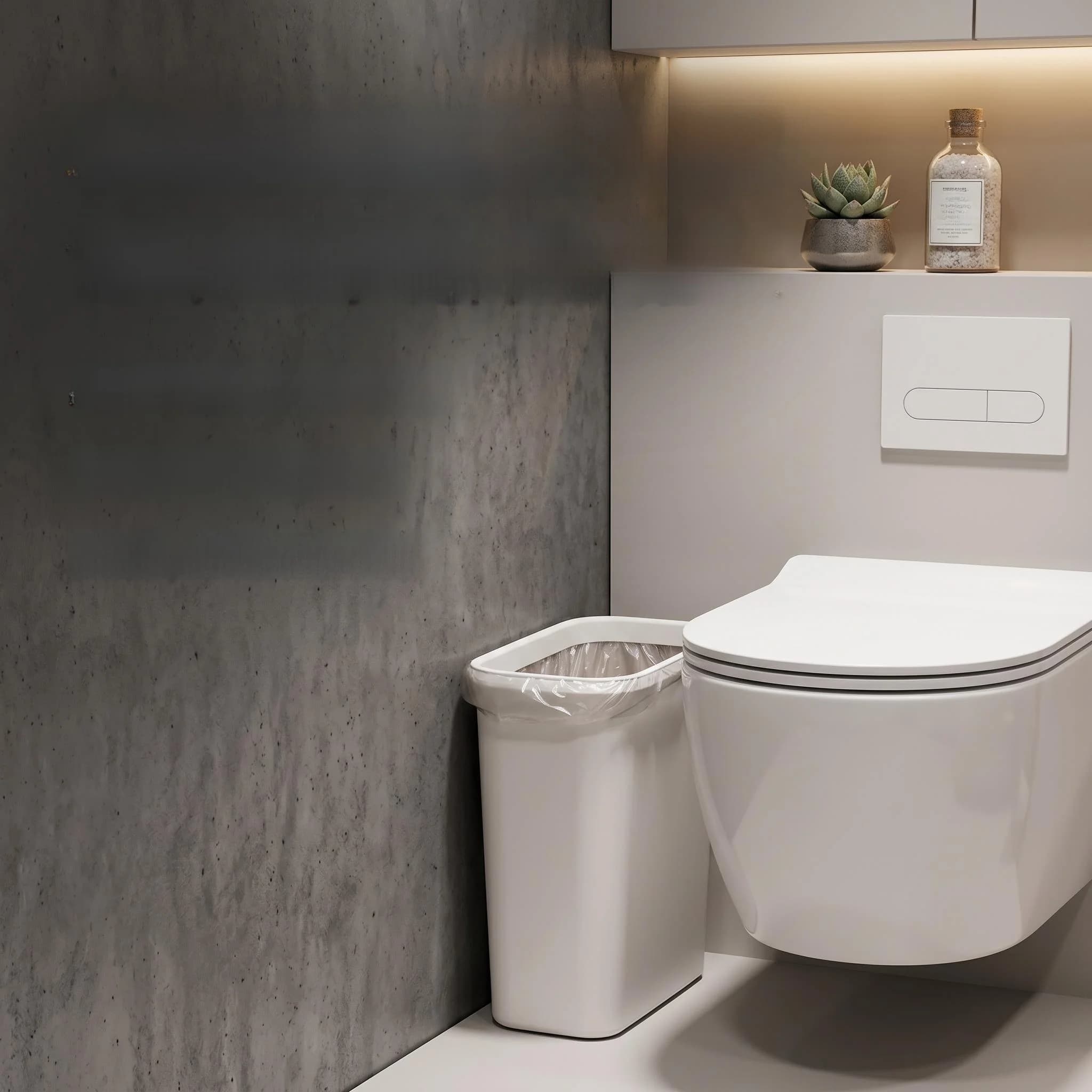 Rectangular Bathroom Trash Can Narrow Coverless Kitchen Home Use Plastic Waste Basket Storage Bin for Toilet