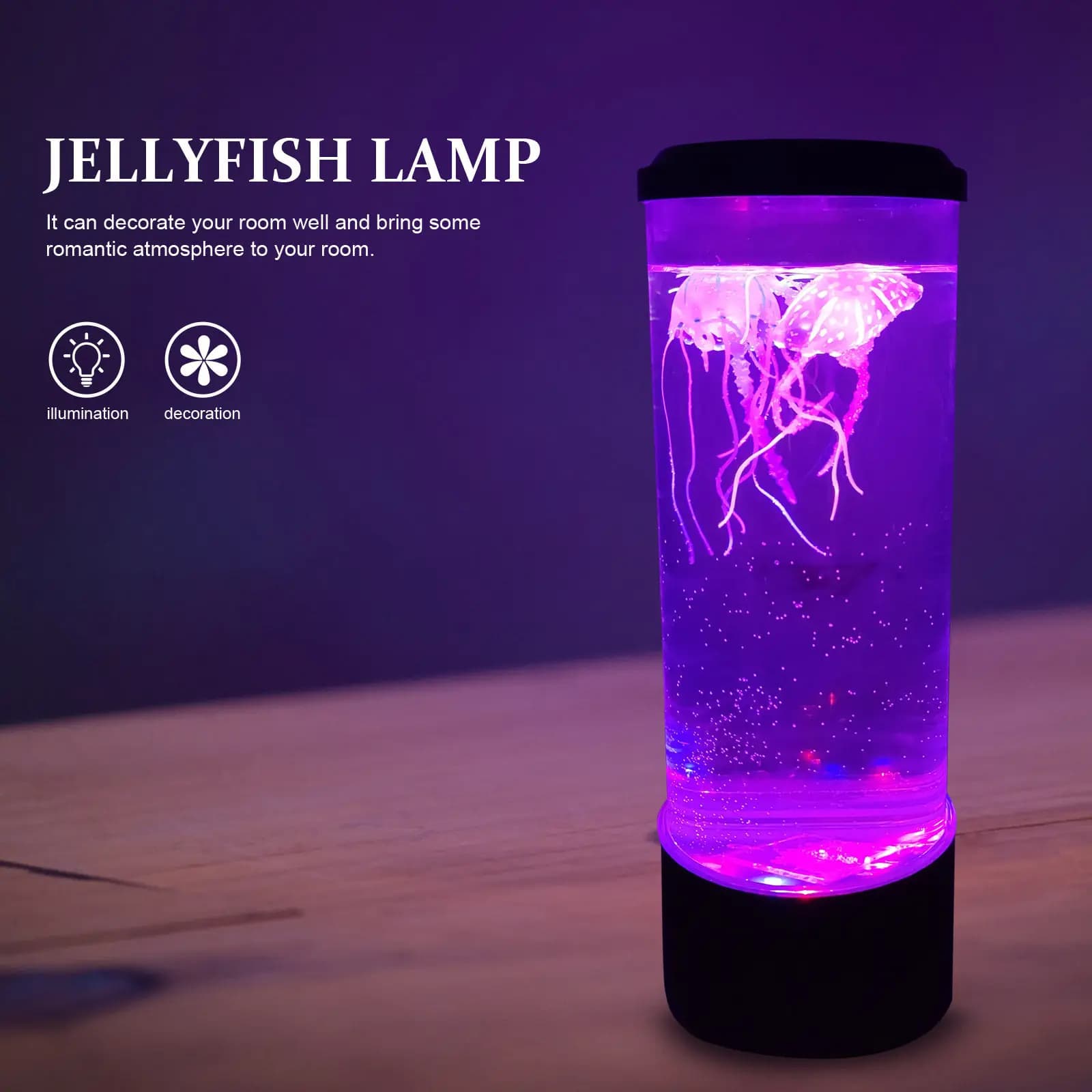 Set di 1 Lampada LED a Forma di Medusa con Cambio Colore per Decorazione Scrivania e Casa, Luce Notturna Simulazione Medusa Piccola