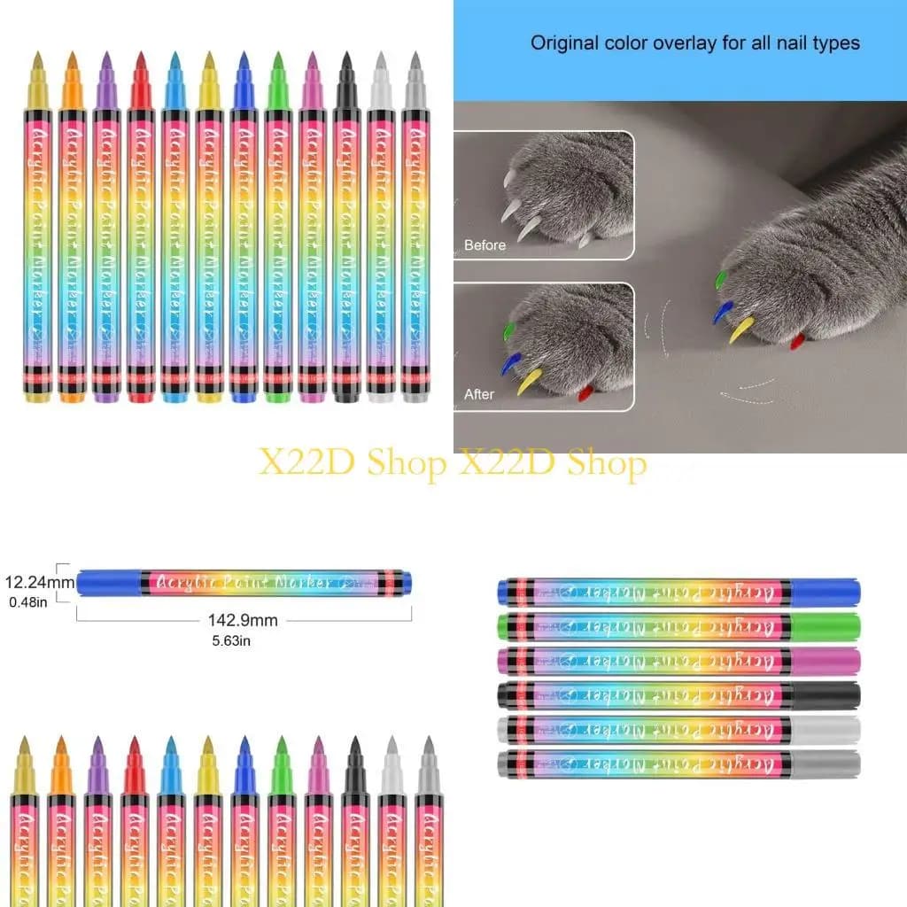 X22d 6 colors for pets Polished pens Coloring brush for creating beautiful nails dogs and cats