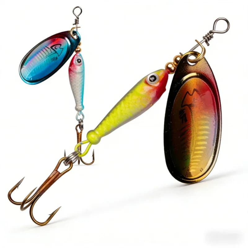 Esca Speciale per Bass con Bocca Inclinata 9g, Esca Dura in Metallo a Forma di Cucchiaino Rotante, Amo Triplo, Esca Bionica a Forma di Pesce Finto