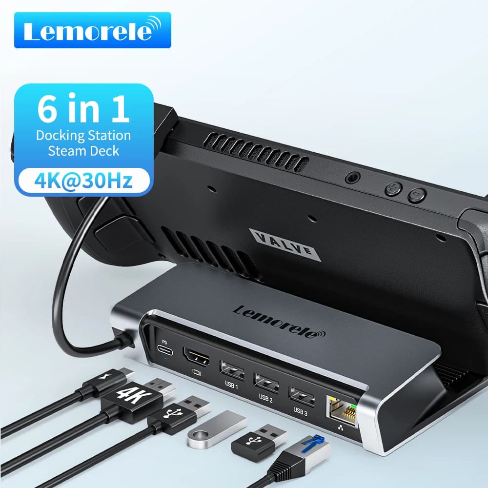Steam Deck Docking Station Base TV Supporto Hub Dock USB C a RJ45 Ethernet 4K 60HZ Console Steam Deck compatibile HDMI