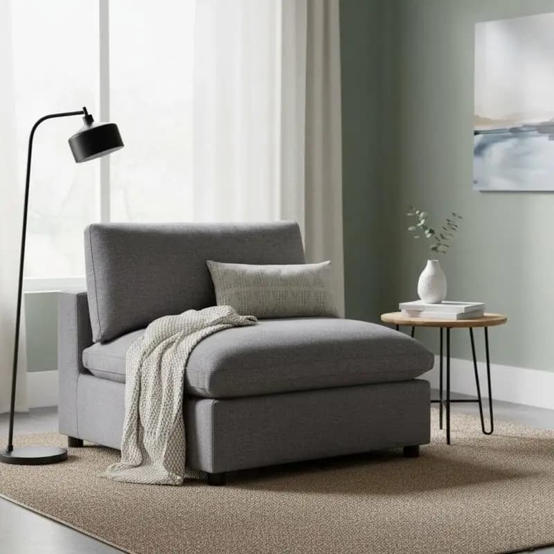 Charcoal Armless Slipper Chair - Modern Design for Versatile Living Spaces