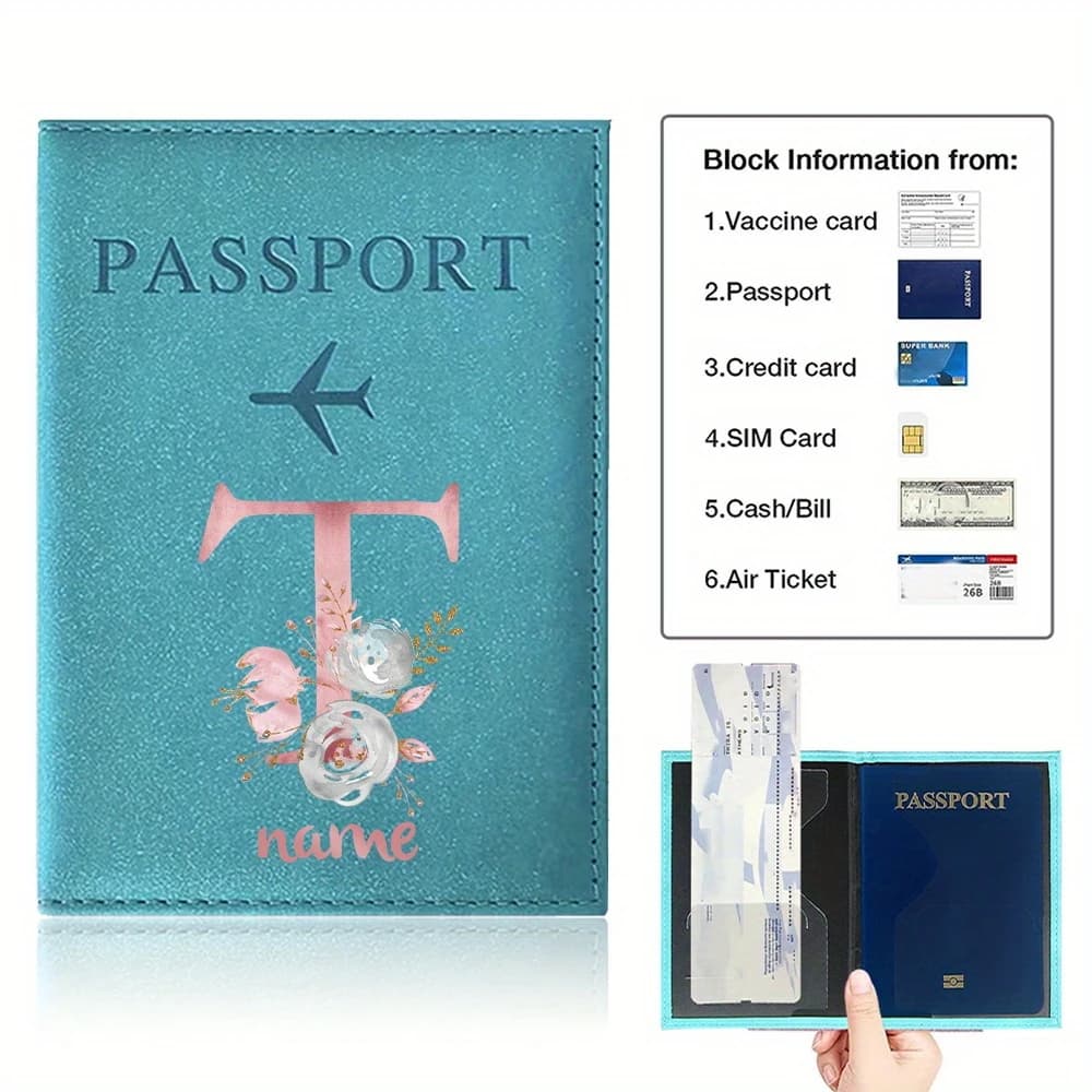 Customized Name Passport Sleeve Cover PU Passport Holder Protector Waterproof Business Card Case Organizer Documents Storage