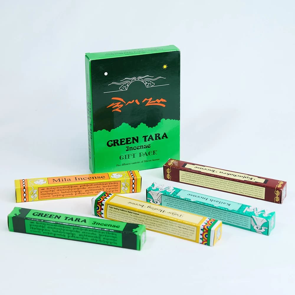 Set da cinque scatole di incenso in stick Tara verde Nepal, aromaterapia naturale per il culto del Buddha, meditazione yoga, bastoncino di incenso in pianta a base di erbe