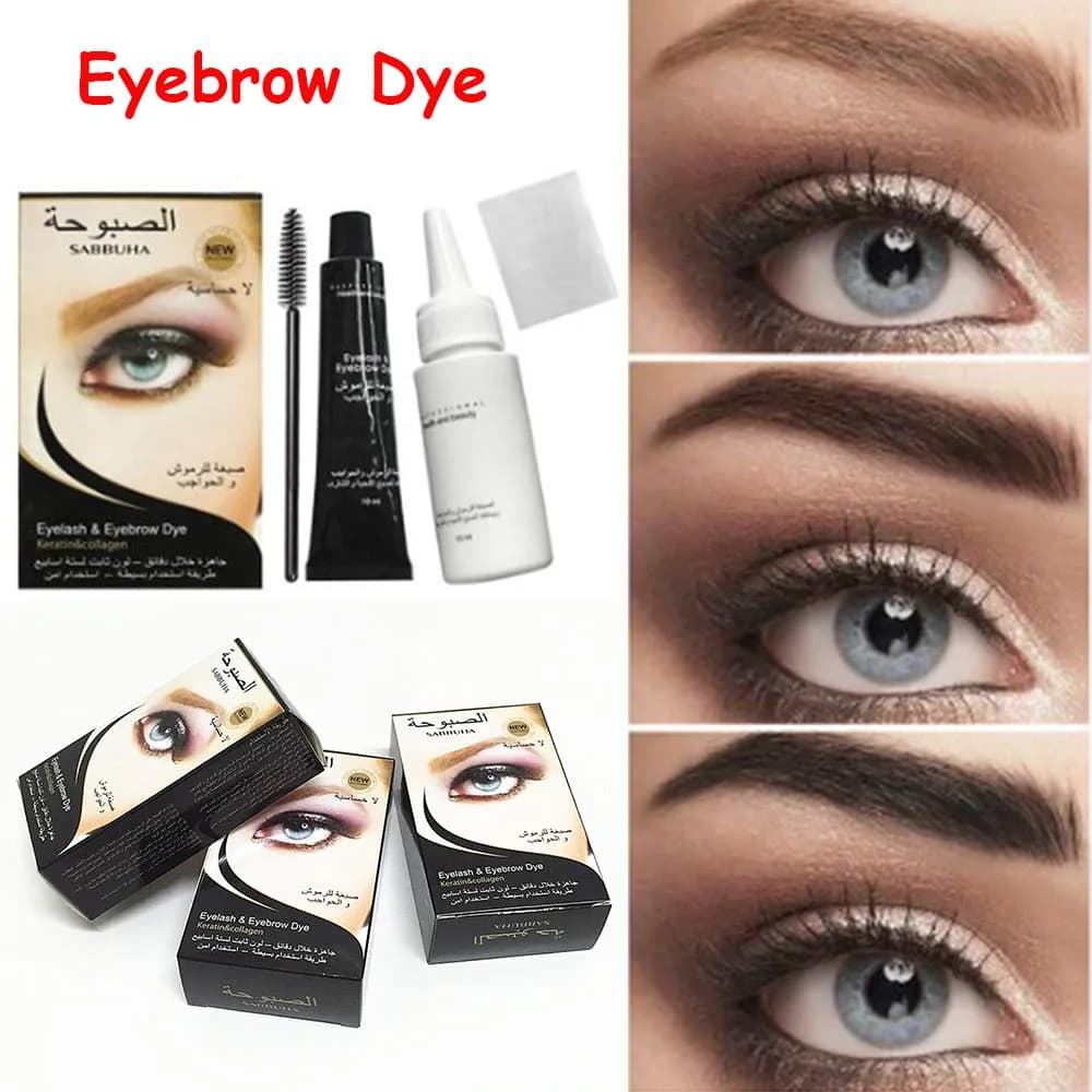 Kit Tinta Sopracciglia Professionale 3 Colori: Pomata Nera per Barba, Mascara Cosmetico e Tinta per Sopracciglia