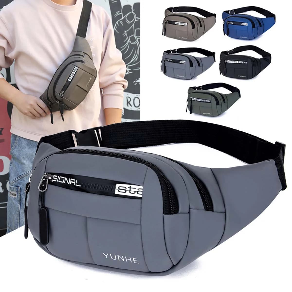 Hot Outdoor Waist Bag Waterproof Waist Bum Bag Running Jogging Belt Pouch Zip Fanny Pack Mobile Phone Oxford Cloth Chest Bag