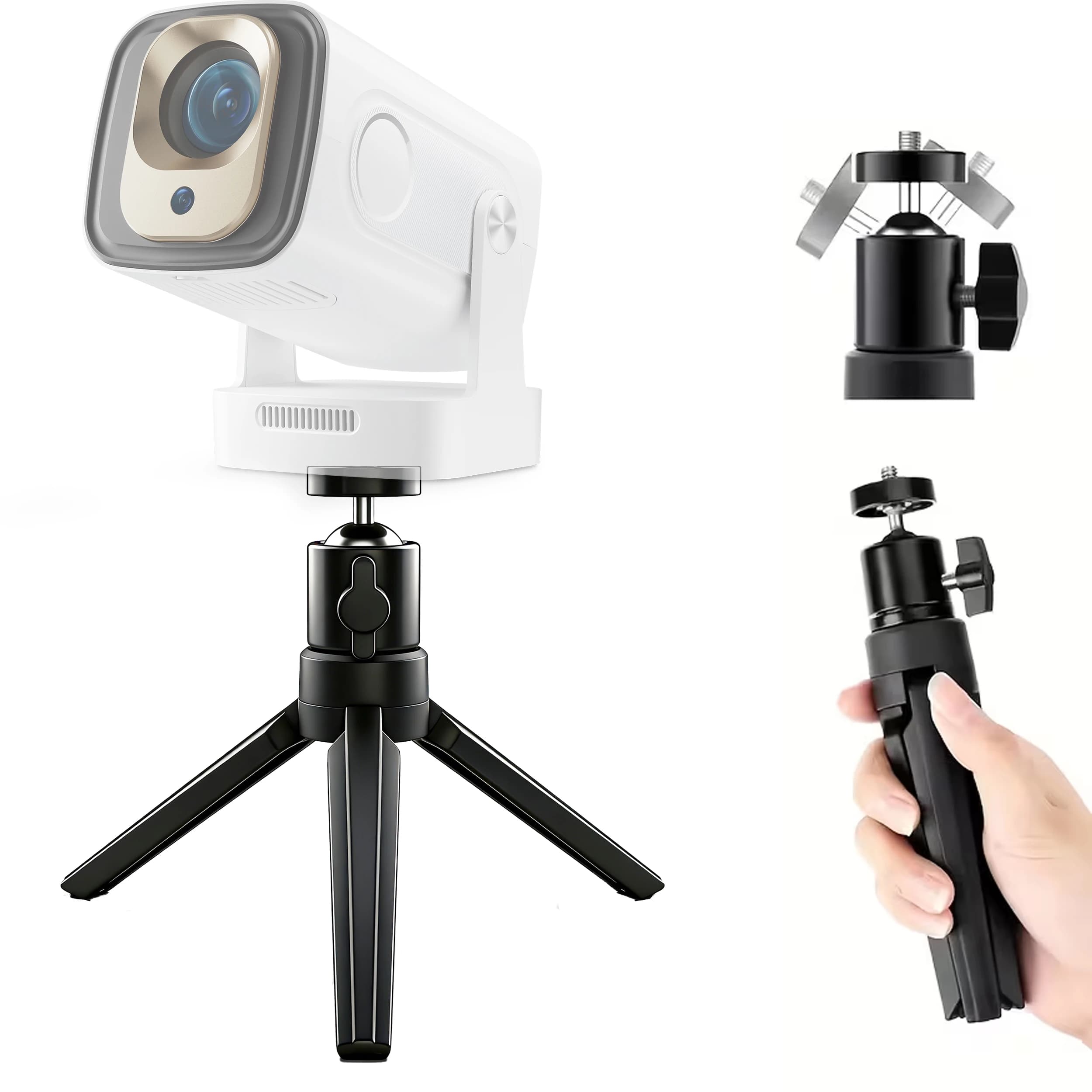 Mini Treppiede per Proiettore 360 ° Supporto Girevole Regolabile in Altezza per HY300P+ HY320M TP360, Universale Portatile in Lega, Capacità di Carico 5kg