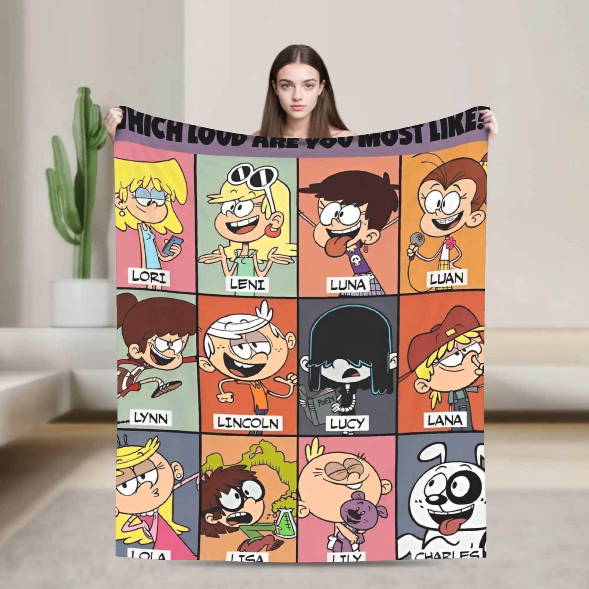 L-Loud Houses Family Cartoon Plush Throw Blanket For Couch Chair Sofa Bed Airplane Travel Flannel Bedspread Bed Cover