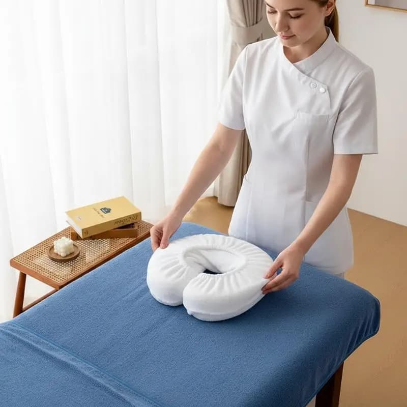 50PCS Reusable Microfiber U Shaped Headrest Pillow Covers Soft Face Cradle Protector for Spa Salon Massage Bed