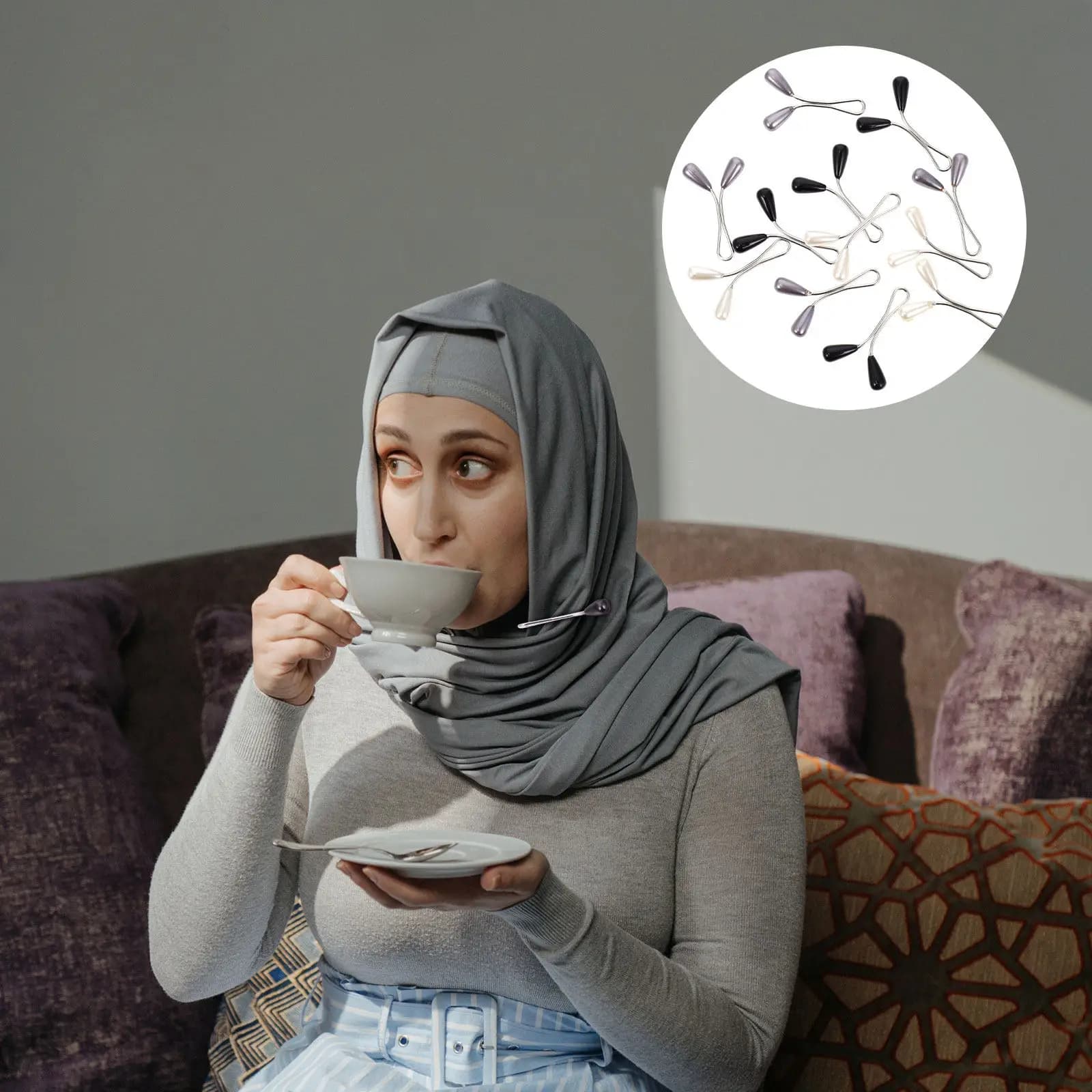 24 Pezzi Fermagli per Sciarpa Musulmana, Spille a Forma di U per Fissaggio Hijab, Accessori Moda per Matrimoni e Feste