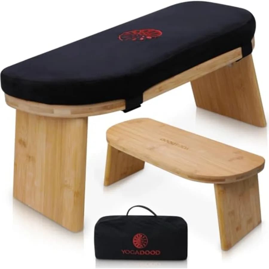 Meditation Bench - Folding Bamboo Meditation Stool with Velvet Cushion and Carry Bag Seiza Prayer Bench