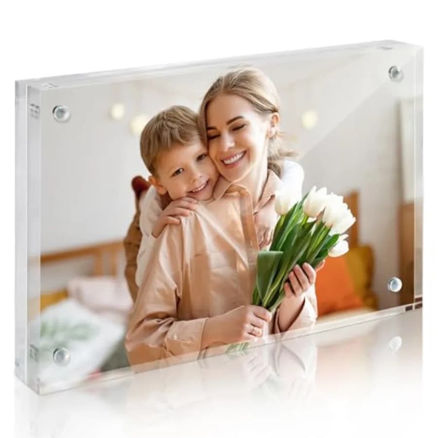 Office Decor Photo Frames 4"x6" LifetimeWarranty, Acrylic Picture Frames 20% Thicker Double Sided Magnetic, Freestanding Clear