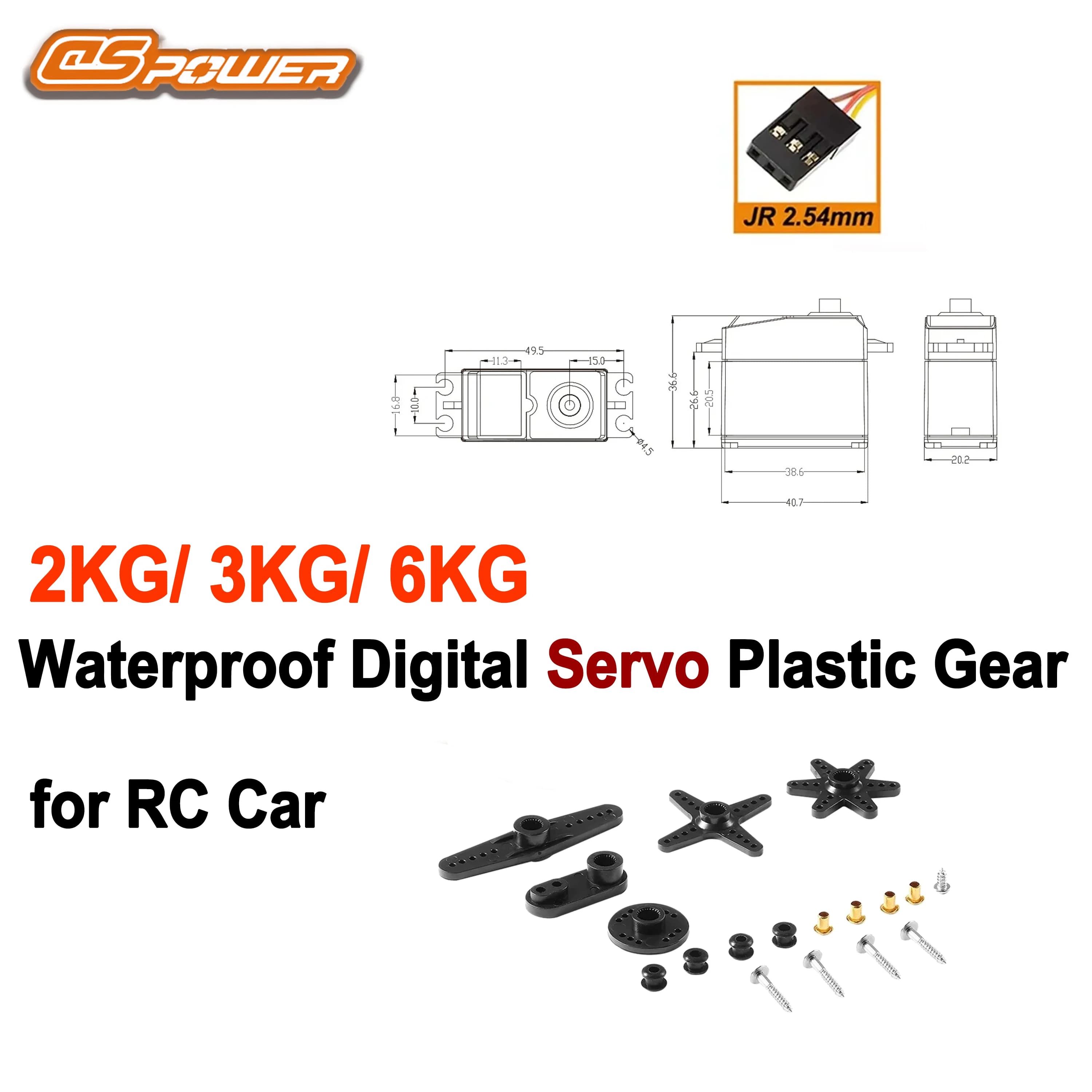 Servo Digitale Impermeabile DSpower 2KG/3KG/6KG con Ingranaggi in Plastica per Auto RC 1/10 1/12 1/14, Aeroplani, Elicotteri, Barche WLtoys
