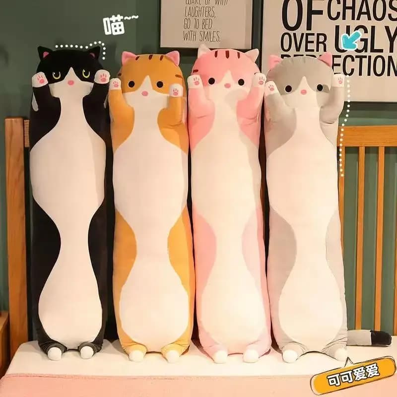 19.5in Cute 50cm Cat Plush Toy Long Pink Brown Grey Sleeping Cats Leg Pillow Squishy Little Animal Doll Appeasing Plushie Gift