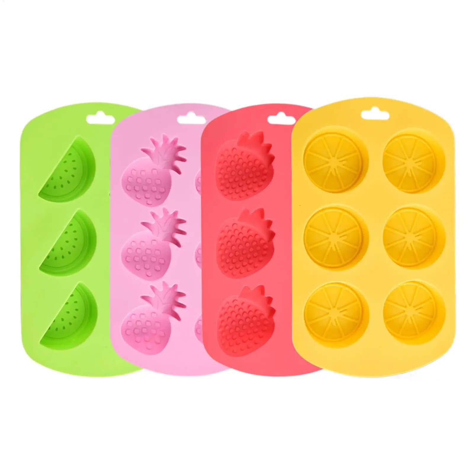 Stampi in silicone per caramelle al cioccolato a forma di frutta, stampi antiaderenti per ghiaccio con motivi a forma di anguria/limone/fragola/ananas