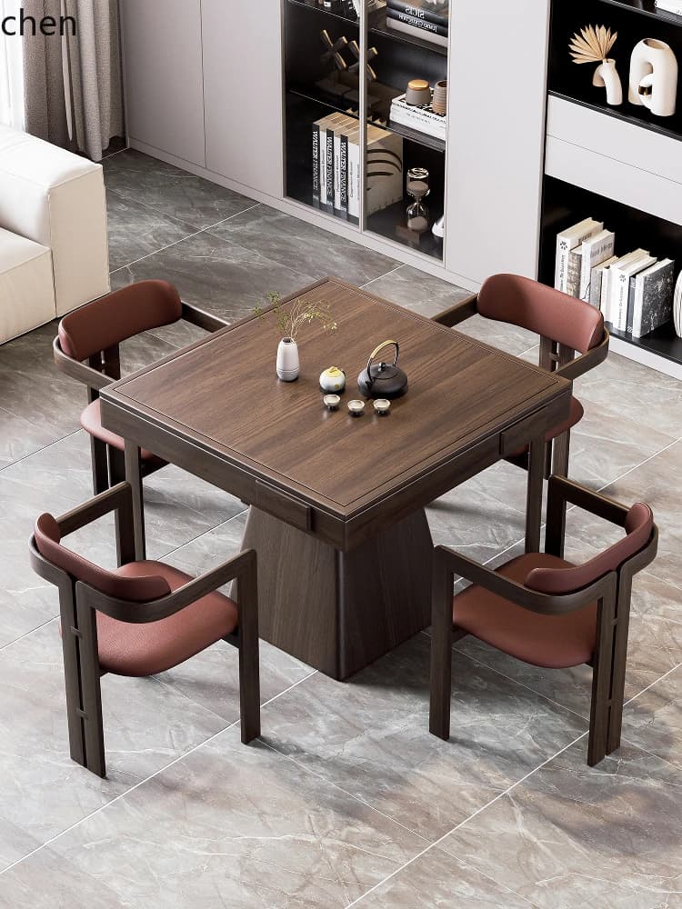 QZT Tavolo speciale per otto immortali in legno massello per battere le uova, tavolo da pranzo quadrato, set di scacchi e tavolo da gioco e sedie Rock Board