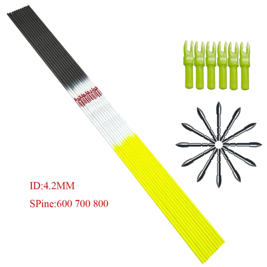 Linkboy Frecce per tiro con l'arco Albero Sp600-1000 ID4.2mm Freccia Nock 80gr Punto Accessori fai da te Arco ricurvo Arco lungo Tiro 12 pezzi
