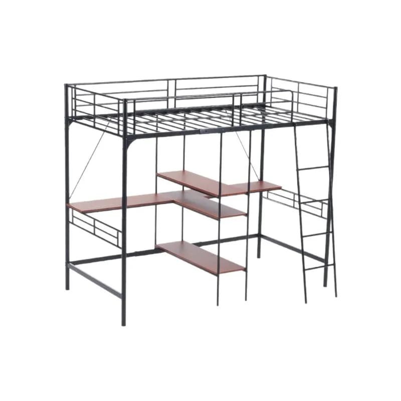 Letto a soppalco singolo con contenitore, letto in legno stile nordico, lenzuolo per adulti, letto in acciaio resistente agli urti