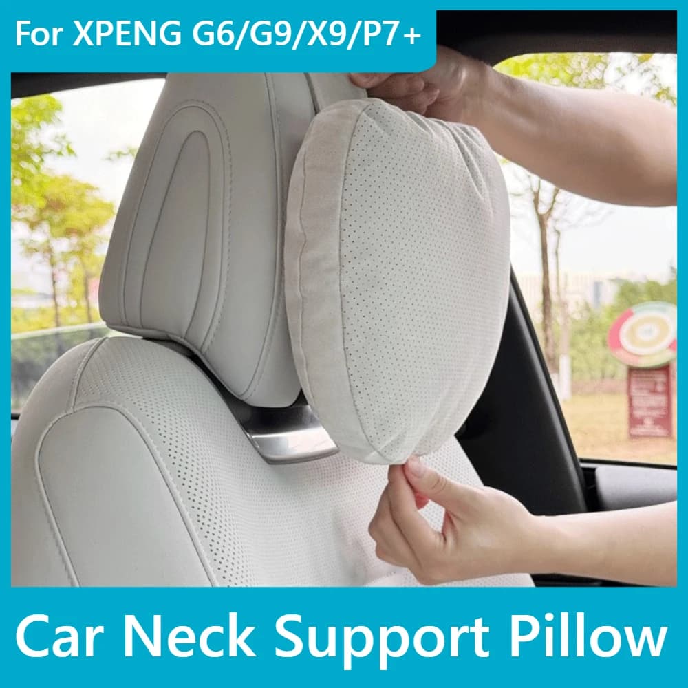 For XPENG G6 G9 X9 P7+ Car Headrest Neck Pillow Breathable Comfort Adjustable Suede Neck Support Pillow Car Interior Accessories