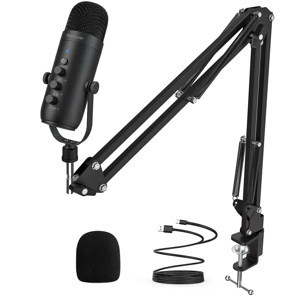 Haomuren Professionale USB Streaming Podcast PC Microfono Studio Kit microfono a condensatore cardioide con braccio per la registrazione YouTube