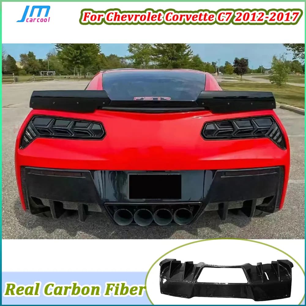 Real Carbon Fiber Car Racing Rear Bumper Lip Diffuser Spoiler fit for Chevrolet Corvette C7 2012 2013 2014 2015 2016 2017