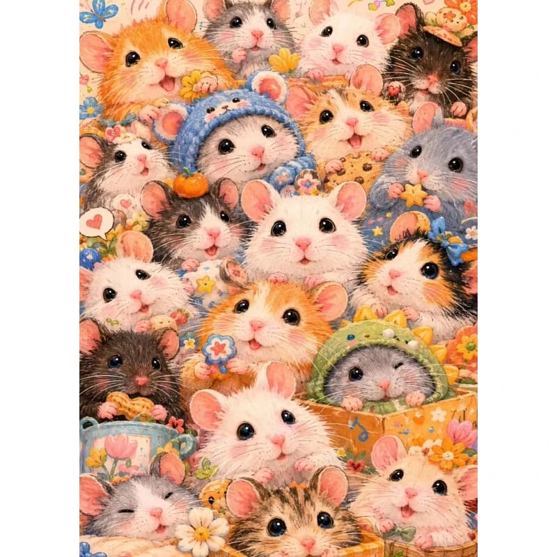 5D DIY Diamond Painting Kit Adorable Hamster Paint by Numbers Art Full Drill Rhinestone Mosaic Wall Decor Craft Kit Home Gift