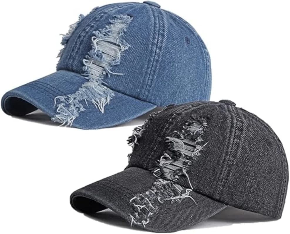 New Baseball 2026 Hat in Denim Washed with Usured Effect, Solid Color, Breathable, Hip Hop Streetwear Style, for Men and Women
